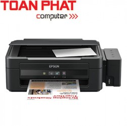 Máy in Phun 04 màu Đa năng Epson L210 (in, scan, copy) - Khổ A4 - Máy in có gắn sẵn bộ tiếp mực ngoài chính hãng Epson (BHành 12 tháng)